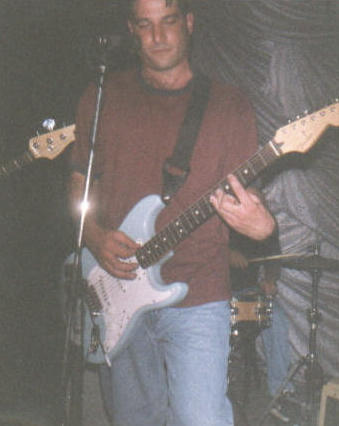 Matt Waldman at the Deacon Giles Cafe, Playing Dan Stimpson's 1997 Tex Max Strat, bought as a wedding gift to Dan from Andrew, Jim & Matt